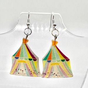 Glitter Circus Earrings - Big Top Earrings - Fair Earrings - Clown Earrings